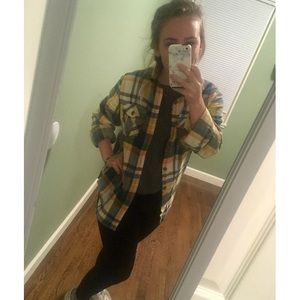 Flannel long sleeve // blue, orange, yellow, teal